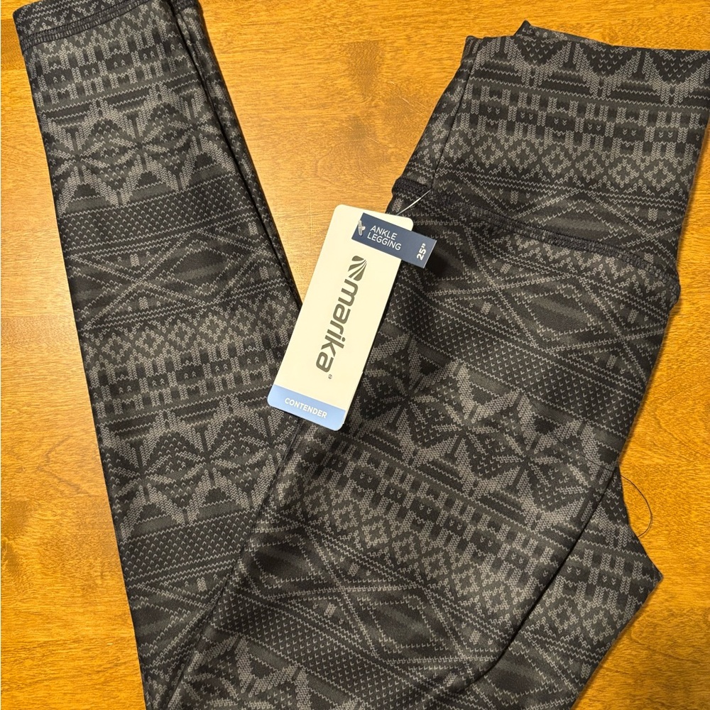 Marika Contender Geometric Black and Gray Leggings